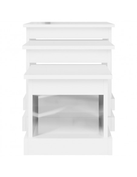 Tavolini da Salotto 3 pz Bianco Lucido in Legno Multistrato