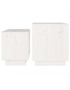 Tavolini da Salotto ad Incastro 2 pz Bianchi in Legno di Pino