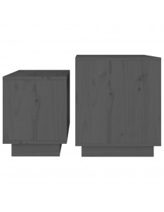 Tavolini da Salotto ad Incastro 2 pz Grigi in Legno di Pino