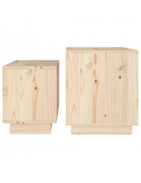 Tavolini da Salotto ad Incastro 2 pz in Legno di Pino
