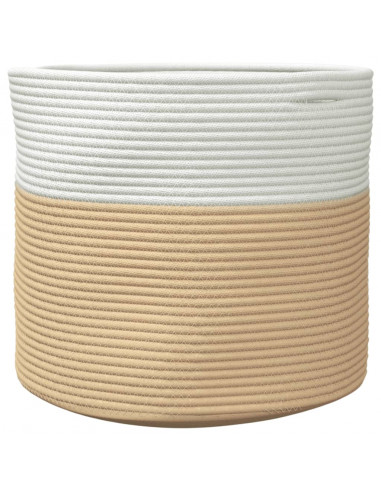 Cestino Portaoggetti Beige e Bianco Ø40x35 cm in Cotone