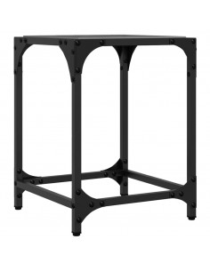 Tavolini da Salotto con Piano Vetro Nero 2pz 30x30x40cm Acciaio