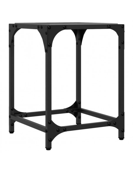 Tavolini da Salotto con Piano Vetro Nero 2pz 30x30x40cm Acciaio