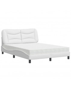 Letto con Materasso Bianco 140x190 cm in Similpelle 2