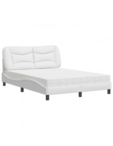Letto con Materasso Bianco 140x190 cm in Similpelle