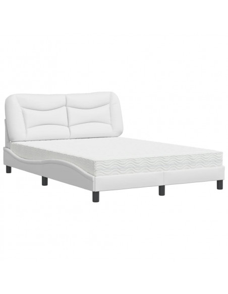 Letto con Materasso Bianco 140x190 cm in Similpelle