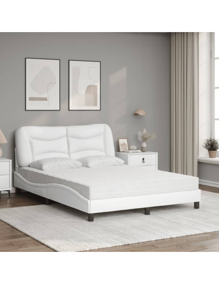 Letto con Materasso Bianco 140x190 cm in Similpelle