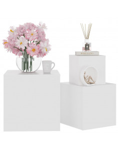 Tavolini di Servizio 3 pz Bianchi in Truciolato