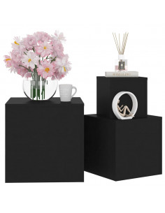 Tavolini di Servizio 3 pz Neri in Truciolato