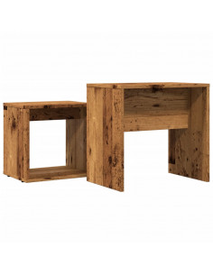 Tavolini Impilabili 2 pz Legno Antico in Truciolato