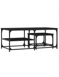 Tavolini Impilabili 2 pz Neri in Legno Multistrato