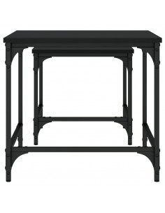 Tavolini Impilabili 2 pz Neri in Legno Multistrato