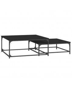 Tavolini Impilabili 2 pz Neri in Legno Multistrato