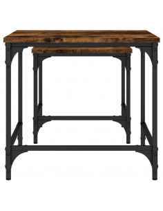 Tavolini Impilabili 2 pz Rovere Fumo in Legno Multistrato