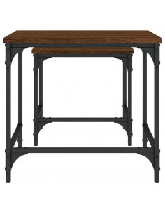 Tavolini Impilabili 2 pz Rovere Marrone in Legno Multistrato