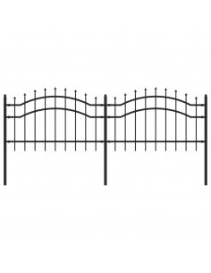 Recinzione da Giardino con Punta a Lancia Nera 115cm Acciaio 2