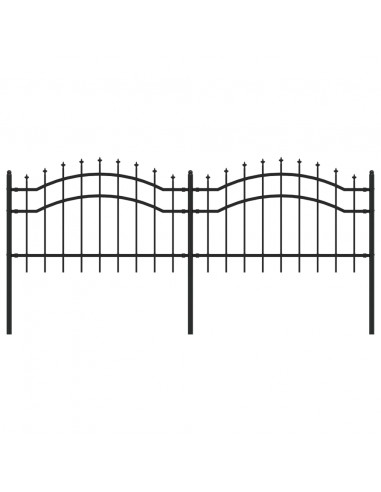 Recinzione da Giardino con Punta a Lancia Nera 115cm Acciaio