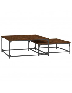 Tavolini Impilabili 2 pz Rovere Marrone in Legno Multistrato