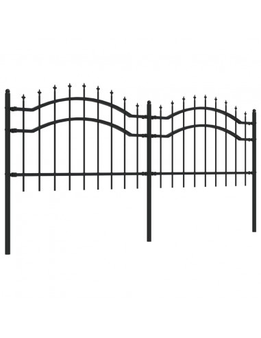 Recinzione da Giardino con Punta a Lancia Nera 115cm Acciaio