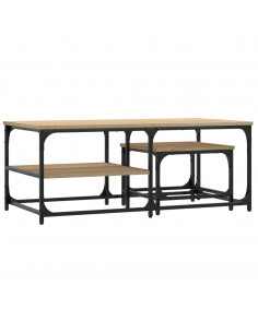 Tavolini Impilabili 2 pz Rovere Sonoma in Legno Multistrato