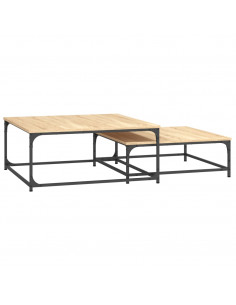 Tavolini Impilabili 2 pz Rovere Sonoma in Legno Multistrato