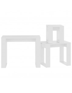 Tavolini Impilabili 3 pz Bianchi in Legno Multistrato