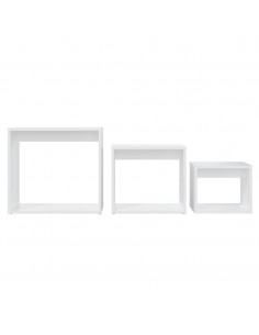 Tavolini Impilabili 3 pz Bianchi in Legno Multistrato