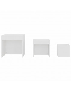 Tavolini Impilabili 3 pz Bianchi in Truciolato