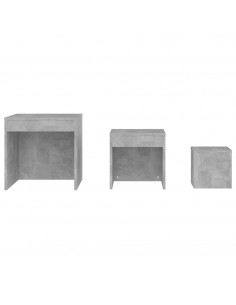 Tavolini Impilabili 3 pz Grigio Cemento in Truciolato