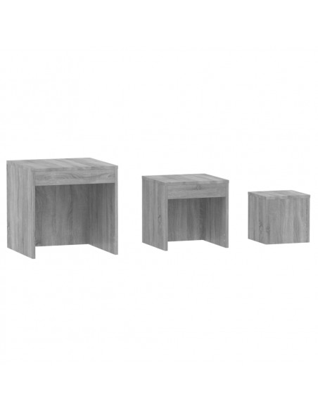 Tavolini Impilabili 3 pz Grigio Sonoma in Legno Multistrato