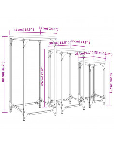 Tavolini Impilabili 3 pz Grigio Sonoma in Legno Multistrato