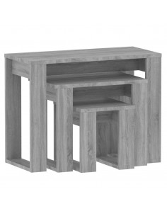 Tavolini Impilabili 3 pz Grigio Sonoma in Legno Multistrato
