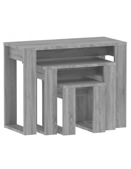 Tavolini Impilabili 3 pz Grigio Sonoma in Legno Multistrato