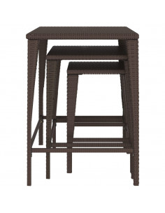 Tavolini Impilabili 3 pz Marroni in Polyrattan