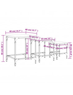 Tavolini Impilabili 3 pz Neri in Legno Multistrato