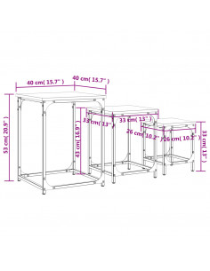 Tavolini Impilabili 3 pz Neri in Legno Multistrato