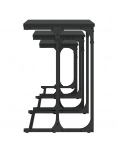 Tavolini Impilabili 3 pz Neri in Legno Multistrato