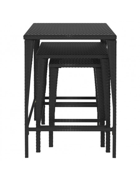 Tavolini Impilabili 3 pz Neri in Polyrattan
