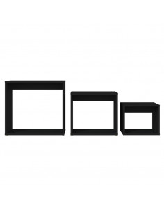 Tavolini Impilabili 3 pz Neri in Truciolato