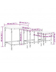 Tavolini Impilabili 3 pz Rovere Fumo in Legno Multistrato