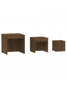 Tavolini Impilabili 3 pz Rovere Marrone in Legno Multistrato