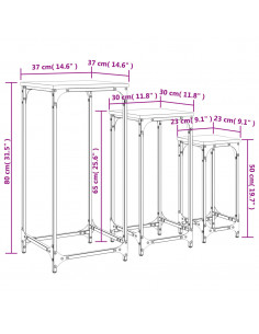 Tavolini Impilabili 3 pz Rovere Marrone in Legno Multistrato
