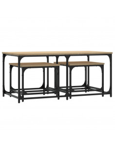 Tavolini Impilabili 3 pz Rovere Sonoma in Legno Multistrato