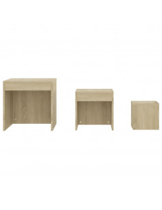 Tavolini Impilabili 3 pz Rovere Sonoma in Truciolato
