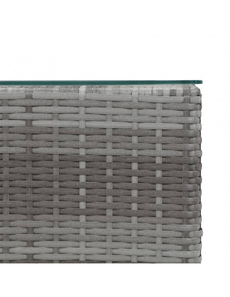Tavolini Laterale 3 pz con Piano in Vetro Grigi in Polyrattan
