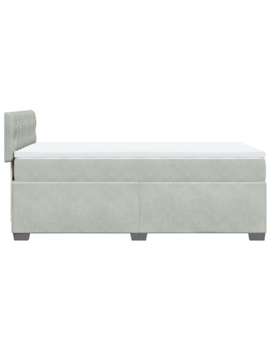 Giroletto a Molle con Materasso Grigio Chiaro 90x200 cm Velluto