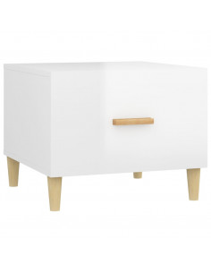 Tavolini Salotto 2pz Bianco Lucido 50x50x40cm Legno Multistrato