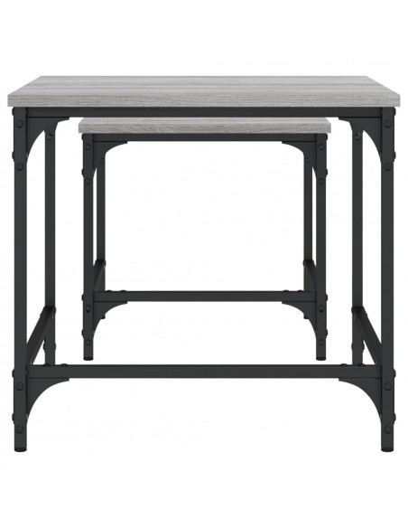 Tavolini Salotto Impilabili 2pz Grigio Sonoma Legno Multistrato