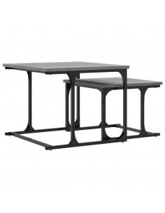 Tavolini Salotto Impilabili 2pz Grigio Sonoma Legno Multistrato