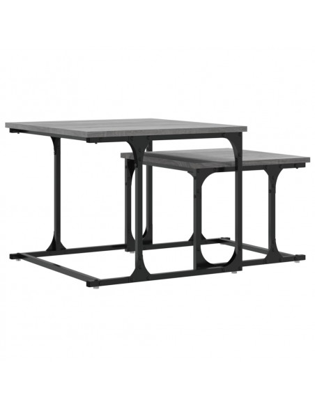 Tavolini Salotto Impilabili 2pz Grigio Sonoma Legno Multistrato